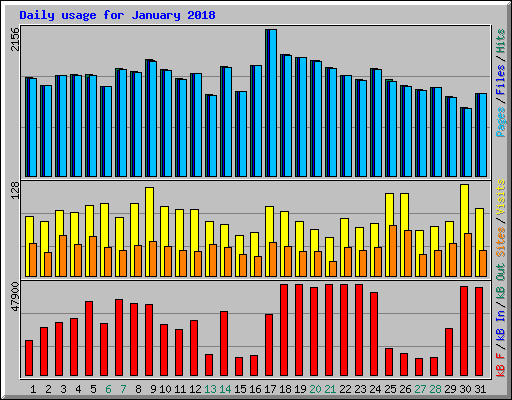 Daily usage for January 2018