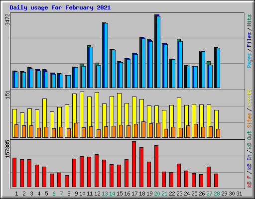 Daily usage for February 2021