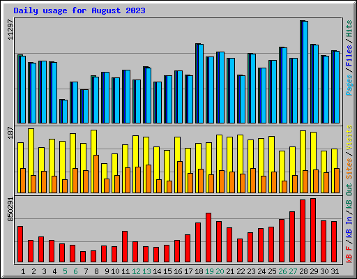 Daily usage for August 2023