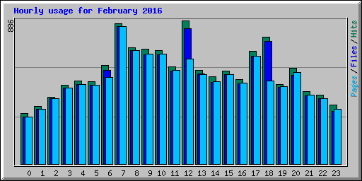 Hourly usage for February 2016