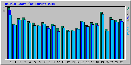 Hourly usage for August 2019