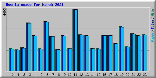 Hourly usage for March 2021